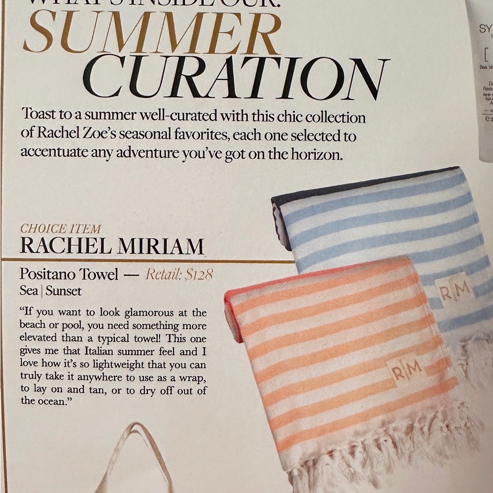 RACHEL MIRIAM Positano Towel - Retail: $128
Sea Sunset